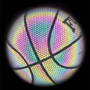 PU basketbol satan toplar yansıtıcı top parlama boyutu 7 açık kapalı parlayan aydınlık sepetbol hediyesi 230904