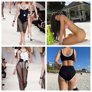 Verão top nova moda feminina roupa de banho canal alfabeto bordado designer praia high-end rendas biquínis