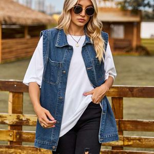 Denim Vest ärmlös fashionabla för kvinnor på våren och hösten