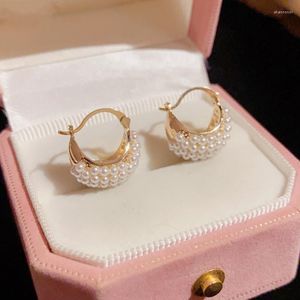 Stud Earrings Korean Fashion Jewelry Simple And Small Pearl Flower Basket Ear Buckle For Woman Daily Elegant Earring