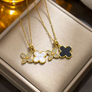 Van Fashion Flowers Four-Leaf Clover Necklace Women Link Chain Halsband Designer smycken