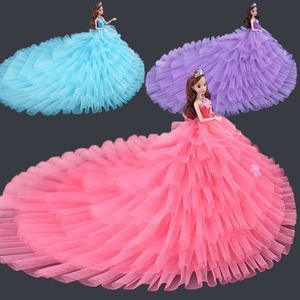 Dolls Dressed Doll Tail Big Wedding Dress Set Girl Toy 30cm 230904