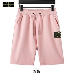 2023 Pantaloncini da spiaggia in pietra materiale superiore pantaloni sportivi retrò da uomo dell'isola puro cotone blu corto logo cravatta da donna ricamo estate strada calda a cinque punti AA42