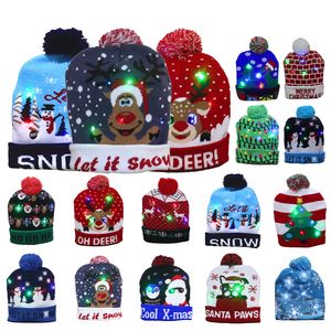 Christmas Decorations Year LED Knitted Hat For Kids Adults Winter Beanie Light Up Warm Decoration Gift 230905