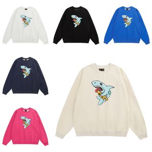 Felpa con cappuccio firmata Volto sorridente Drews Marchio di moda Sottile stampa squalo Pullover da uomo Rotondo High Street Allentato Coppia Studente Maglione a maniche lunghe Tinta unita Top