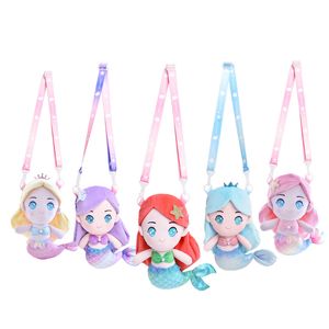 Denizkızı prenses çocuk omuz çantası peluş oyuncak sevimli moda omuz çantası