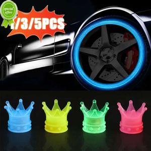 Novo 1/3/5 pçs carro coroa luminosa tampas de válvula de pneu de motocicleta tampas de haste decorativas à prova de poeira capa fluorescente