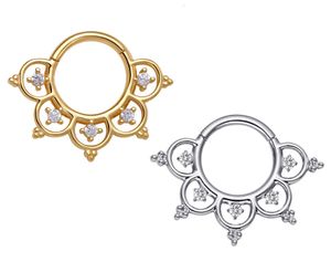 Navel Bell -knappringar Fashion F136 Unik piercingklickare med tydligt zirkonsegment Septum Eternal Metal TA210 230905