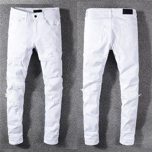 Luxurys Designer Mens Jeans Famous Dasual Design Slim-leg White Embroidery Snake Motorcycle summer trousers pencil pantsSize 29-40229Q