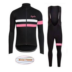 Pro Team Rapha Cycling Jersey Set Winter Thermal Fleece Long Sleeve Shirts Bib Pants Sats