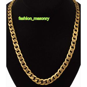 Hiphop smycken lång chunky kubansk länkkedja gyllene halsband med tjock guld färg rostfritt stål nackkedjor för män smycken1408793