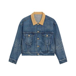 DUYOU Herrenjacken, V-förmige Trucker-Jacke aus Union-Wash-Denim, klassische gewaschene Hemden, High-End-Mode für Männer und Frauen, Mantel-Oberteile 851091C3W9