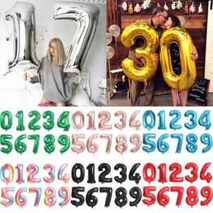 Other Event Party Supplies 3240inch Large Digital Foil Balloon Silver Black Number balloons Birthday Decoration Baby Shower Kids Big Air Toy Globos 230905