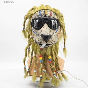 Party Masks Novelty Halloween Fancy Dress Party Animal Head Mask Carnival Performance Costume Props Smokes Funny Lion Mask T230905