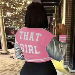 Womens Jackets Designer 2023 Fashion Spring Winter Embroidy Splice Slim Fit Personality Baseball Coat Fall Clothes S-2XL