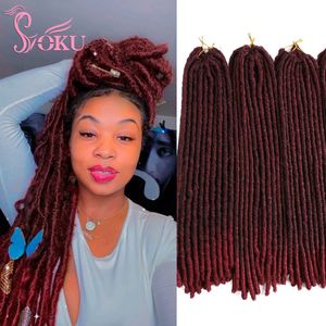 Bulks de cabelo humano em linha reta faux locs crochê cabelo deusa locs macio dreadlocks ombre vermelho burg tranças sintéticas extensão de cabelo afro mulheres raízes 230904