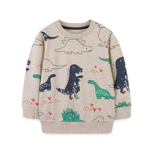 Hoodies Swefsshirts Little Maven Child Boys Cartoon Dinosaur طباعة طويلة الأكمام الطويلة لمدة 7 سنوات أطفال الملابس الخريف القمصان 230904