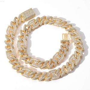 SPRZEDAŻ MOISSANITE Cuban Link Sain Men Hip Hop Biżuteria 20 mm łańcuch kubański Naszyjnik Złota