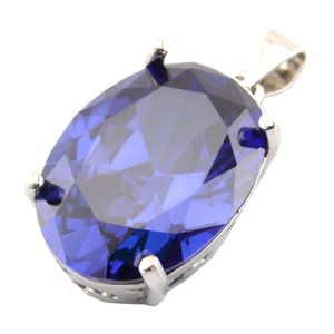 Silver smycken hänge blå tanzanite hänge klassiska kvinnor halsband