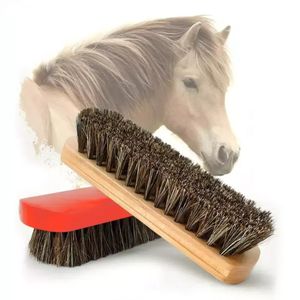 New Horsehair Shoe Brush Polish Natural Leather Real Horse Hair Soft Polishing Tool Bootpolish Cleaning Brush For Suede Nubuck Boot 14.5x1.5CM