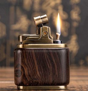 Zorro Pure Copper Kerosene Lighter. Handmade Wood Shell Press Ignition. Old Nostalgic Sandalwood Ebony Lighter Men Smoking Gift K50B