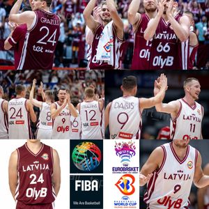 Bedrucktes lettisches Basketballtrikot der Nationalmannschaft Kristaps Porzingis ANDREJS GRAZULIS RODIONS KURUCS DAVIS BERTANS ARTURS ZAGARS KRISTERS ZORIKS WM SMITS
