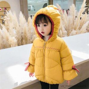 Para baixo casaco de inverno meninas quentes jaquetas outono moda bebê meninas bonito zíper jaqueta com capuz outerwear crianças casacos jaquetas r230905