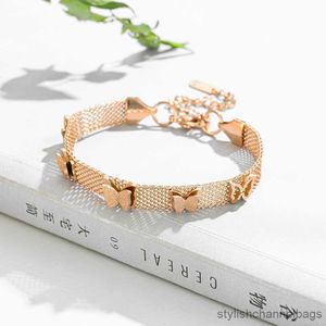 Urok Bracelets Stal nierdzewna Nowa moda drobna wysokiej klasy biżuteria spawanie matowe Mat Butterfly Charm Bracelets For Women R230905