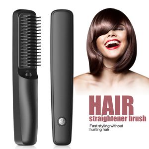 Hair Straighteners Sikat Pelurus Rambut Ion Negatif Sisir Pengisi Daya USB Jenggot Portabel Nirkabel Listrik 230904