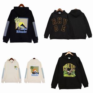 Designermarke RHUDE Hoodies Herren Bedruckter Pullover Rundhalsausschnitt Langarm-Hoodie High Street Hip Hap Treetwear Rhude Hoody Übergroße Tops für Männer und Frauen