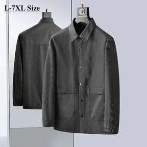 Мужские куртки больших размеров, тонкие клетчатые куртки, весенне-осенние деловые повседневные мешковатые пальто с лацканами, мужская брендовая одежда, черный 6XL 7XL 230904