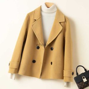 Women's Wool Blends New Autumn And Winter Pure Wool Double Sided Cashmere Coat Jacket High End Wool Fabric Coat Versatile Women's Top HKD230904