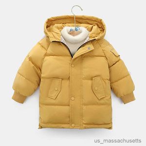 W dół płaszcz zimowe płaszcze dla dzieci grube długie kurtki dla chłopców płaszcza ciepła odzież wierzchnia w dół bawełniany płaszcz z kapturem 2 4 6 8 10 R230905