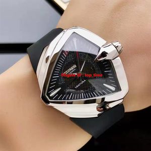 4 Style High Quality Watch Ventura XXL Elvis A2824 Automatisk herrklocka Rostfritt stål H24655331 Black Dial Rubber Rap Gents WA330P