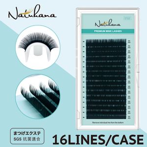 False Eyelashes NATUHANA Korea PBT 16Rows B C D Curl Eyelash Extension Individual Lashes Hand Made Faux Mink for Extensions 230904