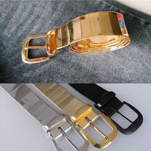 Nya modemän alla metalllegeringsbälten Metal Pin Buckle Metal Belt / Gold Silver Black Men and Women Belts Tillbehör