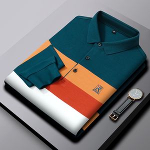 Erkek Polos Yüksek Kalite İşlemeli Polo Gömlek Erkek Kavur Uzun Kollu Tshirt Sonbahar Yüksek Trendi Stripe Sıradan Giyim Top 230904