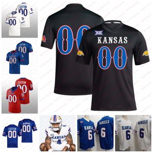 Jalon Daniels Jersey Devin Neal Özel Kansas Futbol Forması Kalon Gervin 4 Marvin Grant 28 Sevion Morrison 8 Ky Thomas 44 Cornell Wheeler Kansas Jayhawks Forma