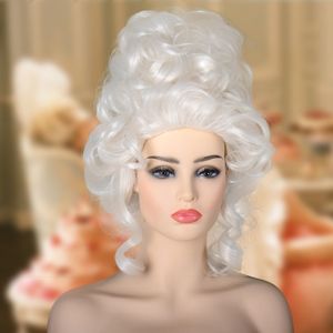 Cosplay perucas marie antoinette peruca princesa perucas médio encaracolado resistente ao calor cabelo sintético peruca cosplay boné 230904