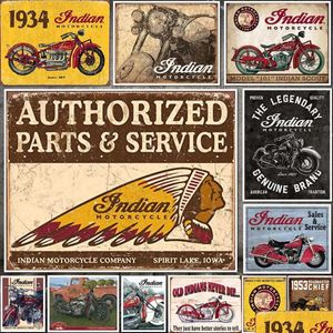 Pintura de metal Tradicional Pinturas Indianas Motor Tin Sign Clássico Vintage Motocicleta Clube Garagem Arte Decoração Ferro Platebar Cafe Plaqu Dhbej