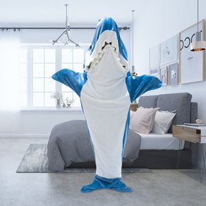 Blankets Adult Sleeping Bag Flannel Shark Throw Blanket Animal Onesie Super Soft Cozy Oversized Hooded Animal Tail Hoodie for Warming 230904