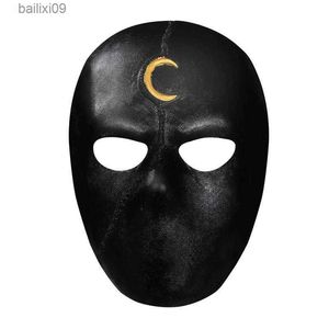 Parti Maskeleri Ay Şövalye Maskesi Film Figürü Süper Kahraman Yüz Kapak Anime Şövalye Lateks Kask Cosplay Kostüm Maske Aksesuarları Silah Prop T230905