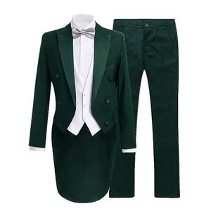 Mens Ternos Blazers MorningTailcoat Estilo Homens Lapela Noivo Smoking Verde Homem Casamento Noivos JacketPantsVestTie E40 230904