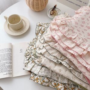 Quilts Korean Vintage Floral Printed Ruffled Cotton Baby Duvet Cover Kids Children Infant Cot Crib Covers Quilt Bedding 230904