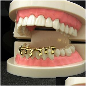 Grillz Dental Grills Hip Hop Custom Fit Drip 14K Gold Plated Teeth Caps Lower Bottom Drop Delivery Jewelry Body Otp2T