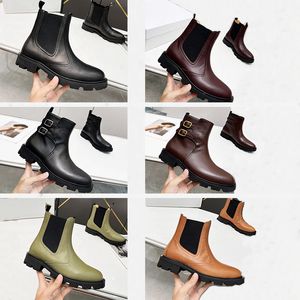 حذاء Margaret Chelsea في Calfskin الخريف/الشتاء العلوي طبقة البقر اللامعة أحذية البقر يزيد الأزر
