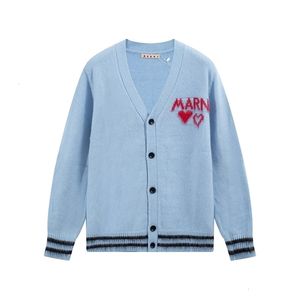 Womens Sweaters AutumnWinter High Street Men Women Knitted Coat Vneck Versatile Blue Couple Cardigan Button Sweater 230904