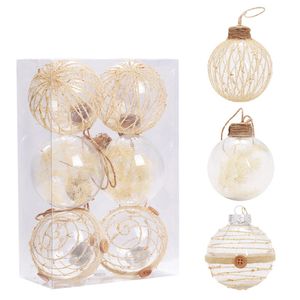 Decorações de Natal 6 pcs 8cm bola árvore ornamento casa pendurado pingente ano festa decoração presente navidad 2024 230905