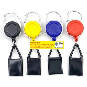 Premium Smoke Colorful Rubber Lighter Sheath Case Plastic Clip to Pants Retractable Reel Metal Keychain Holder ZZ