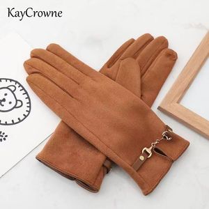 Mittens Kaymemblokir Sarung Tangan Wanita Gaya Urban Baru Musim Dingin Elegan Layar Sentuh Berkendara Hitam Hangat Tahan Angin G229 230905